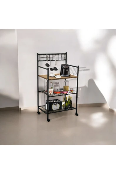 MERVİNG Tekerlekli Bango Mutfak Rafı Çok Amaçlı Dolap