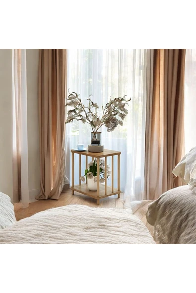 MERVİNG Kolay kurulum Komodin ahşap ayaklı atlantik çam desenli - 6