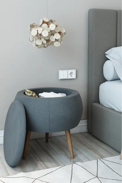 MERVİNG Babyface Antrasit Sandıklı Puf