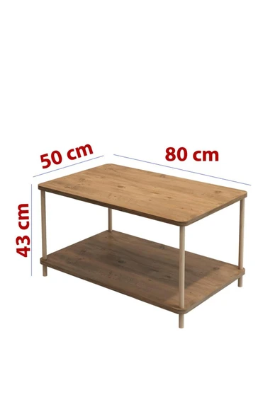 MERVİNG Kare orta sehpa ahşap ayaklı şık tasarım ve kolay kurulum atlantik çam desenli - 3
