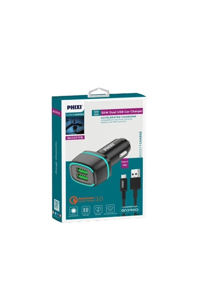 MERVİNG Çift Çıkışlı Type-c Usb Kablolu Araç Şarj Cihazı