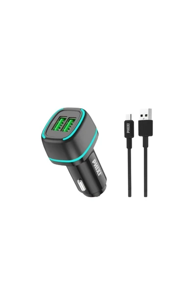 MERVİNG Siyah Çift Çıkışlı 3.0afast Micro Usb Kablolu Araç Şarj Cihazı - 3