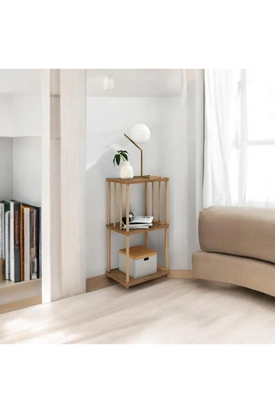 MERVİNG Komodin Kendin Kur-çevir Kur Özel Tasarım Ahşap Kısa Ayaklı Çam Desenli Raflı - 2