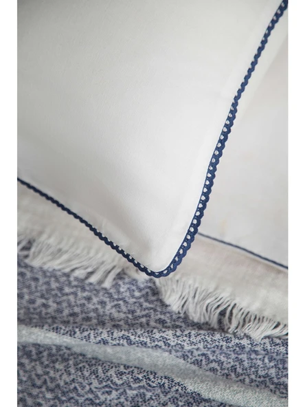 Apricitas Home Cali Indigo Çift Kişilik %100 Pamuk Nevresim Takımı ve Yatak Örtüsü Seti - 5