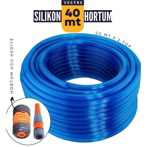 Modacar  40 Metre Silikonlu Bahçe Hortumu Sulama Aparatı HEDİYELİ
