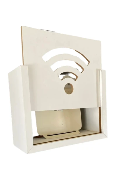 Duvar Düzenleyici Ahşap Dekoratif Beyaz Wifi Kutusu Modem saklama kutusu - 4
