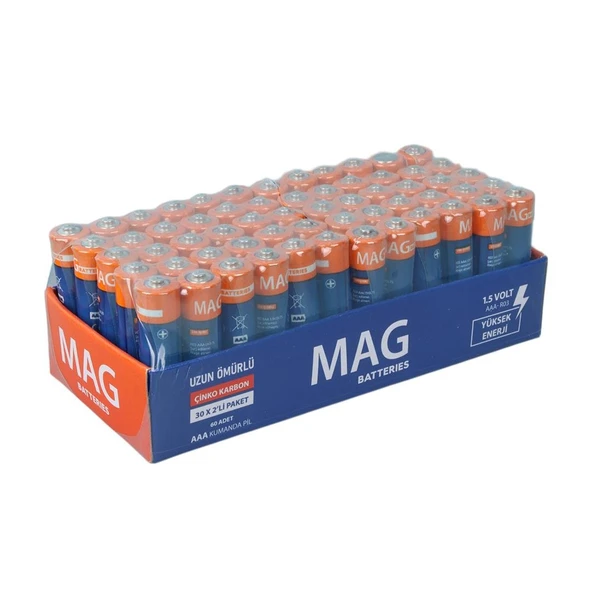 Ayt Mag Batteries MG-26172 Karbon Çinko AAA 60 lı Paket İnce Kalem Kumanda Pili AAA R03 - 8
