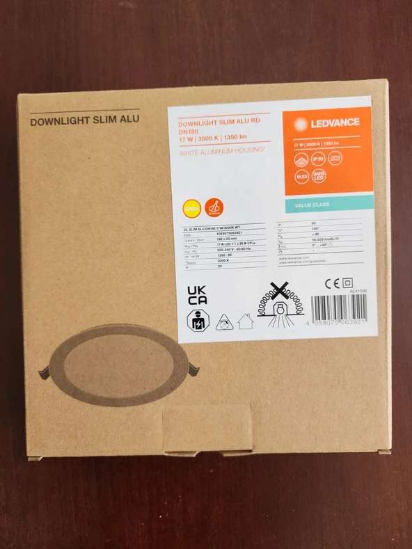LEDVANCE DOWNLIGHT SLIM ALU RD DN180 17W 3000K 1350lm - 3