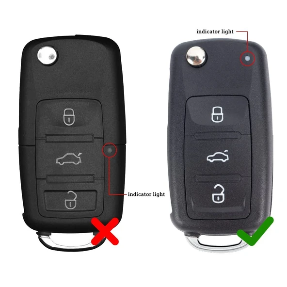 Volkswagen JETTA , POLO , GOLF  Seat Skoda Siyah Karbon Anahtar Kılıfı 3 Tuşlu - Resim 6