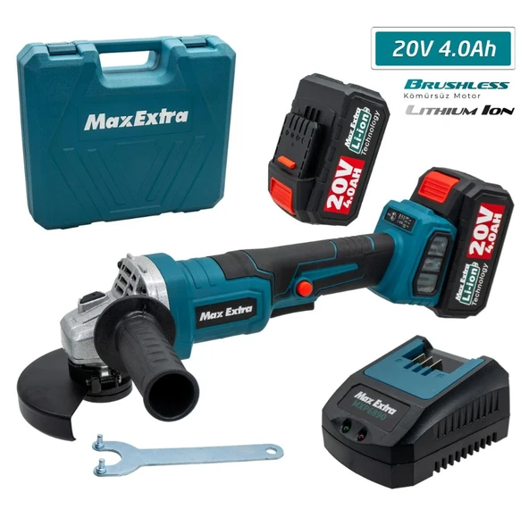 MAX EXTRA MXP6890 - 115mm Çift Akülü Kömürsüz Avuç Taşlama 20 Volt 4 Amper (Devir Ayarlı) ürün görseli