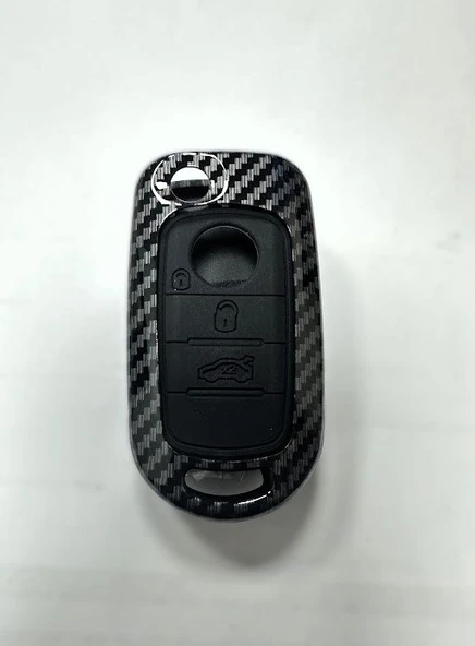 Fiat Egea Siyah Karbon Anahtar Kılıfı Modellere (3 TUŞLU) - Resim 3