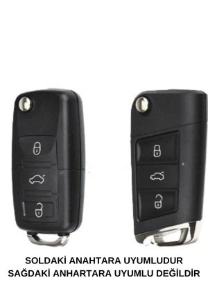 Volkswagen JETTA , POLO , GOLF  Seat Skoda Siyah Karbon Anahtar Kılıfı 3 Tuşlu - Resim 7