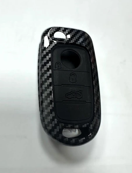 Fiat Egea Siyah Karbon Anahtar Kılıfı Modellere (3 TUŞLU) - Resim 2