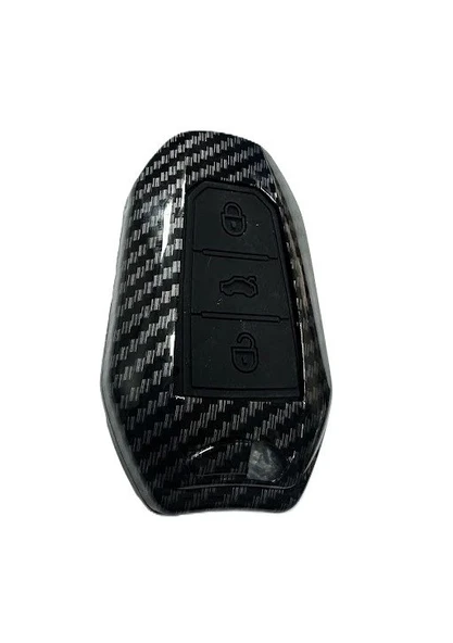 Peugeot 208 308 508 2008 3008 5008 Rifter Karbon Anahtar Koruma Kılıfı Sustasız Siyah Renk - Resim 2