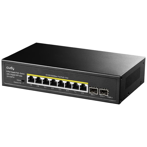 Cudy GS1008PS2 8 Port 10/100/1000Mbps 2*SFP VLAN&Extend Mode 250m 120W POE+ Ethernet Switch