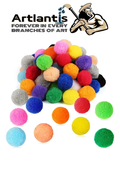 Renkli Pon Pon 10 20 30 mm 170 li 1 Paket Pastel ve Ana Renkler Peluş Ponpon Tüylü Ponpon Okul Öncesi Kreş Elişi Etkinli - 6