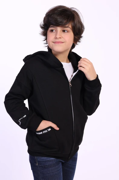 Toontoy Erkek Çocuk Cep Dıfferent Style Tıme Baskılı Hırka - 2