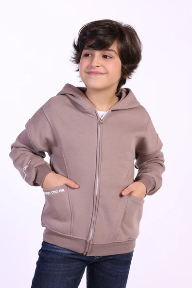 Toontoy Erkek Çocuk Cep Dıfferent Style Tıme Baskılı Hırka - 3