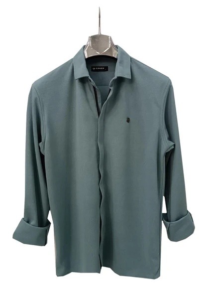 Gewer Uzun Kol Slim Fit Erkek Fermuarlı Gömlek