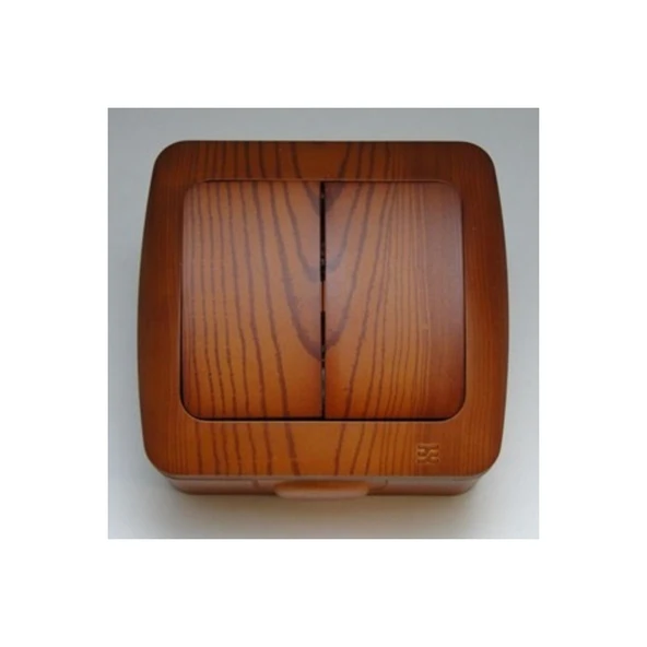 8 Adet Sıva Üstü Kiraz Ahşap Renkli Komütatör İkili Anahtar Elbi / Alsu ürün görseli 1