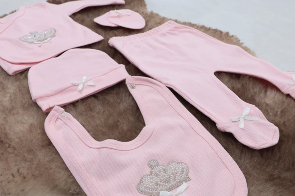 Sema Baby 5 Parça Hastane Çıkışı Zıbın Seti 0-3 Ay - Queen - 2