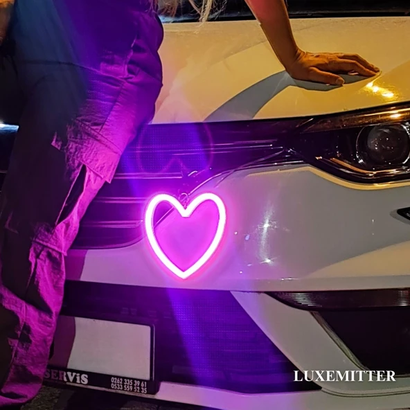 Luxemitter Neon Led Işıklı Kalp Oto Aksesuar Asılabilir Lamba Aydınlatma Araba Dekor Modifiye Araç İçi & Dışı Süs - 2