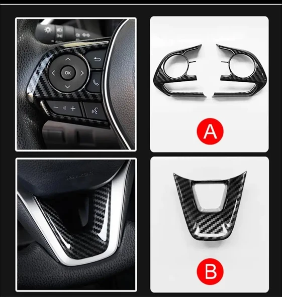 Toyota RAV4 XA50 & Corolla E210 Hybrid (2019-2024) için Fit Direksiyon Düğme Kaplama - Resim 3