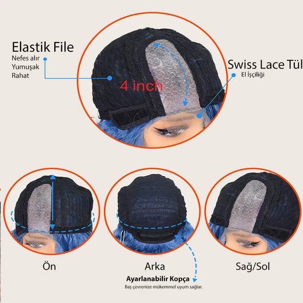 Açık Yeşil Yan Tül Peruk - Resim 6