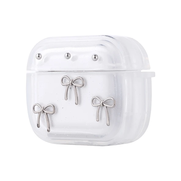 Apple Airpods 3. Nesil Zore Airbag 44 Airbag Tasarımlı Simli Şeffaf Kutup Kılıf