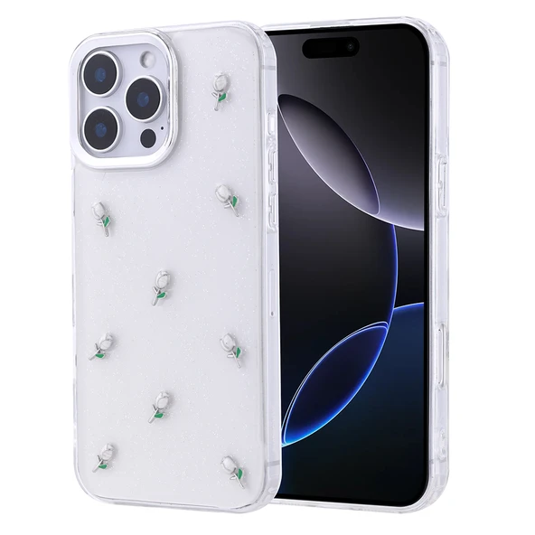 Apple iPhone 16 Pro Max Kılıf Airbag Tasarımlı Simli Şeffaf Zore Kutup Kapak - 2