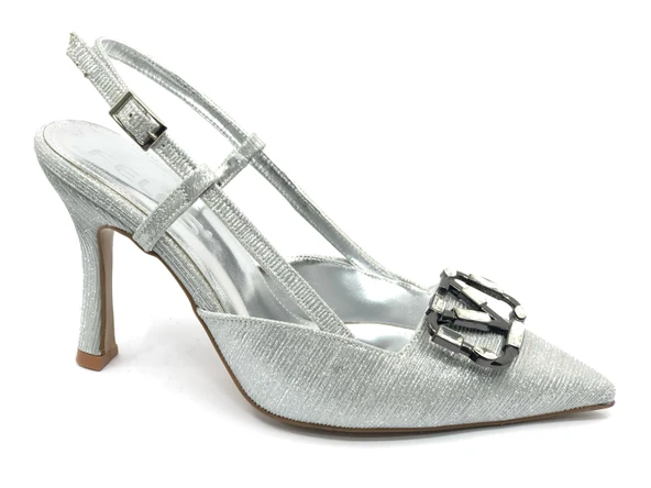 Feles V Toka Detaylı Arkası Açık Stiletto Kadın Topuklu Ayakkabı - Resim 7