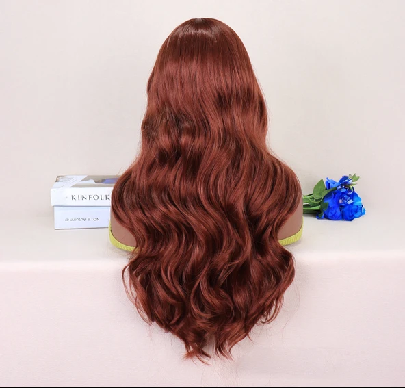 Koyu Bakır Tül Peruk - Resim 6