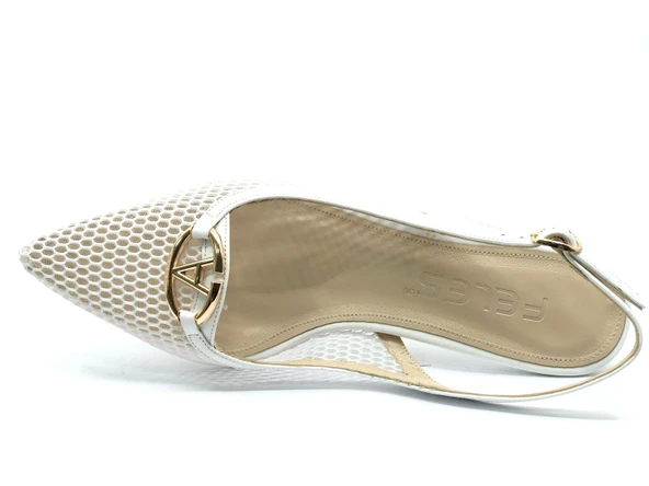 Feles Dantel Detaylı Arkası Açık Stiletto Kadın Topuklu Ayakkabı - Resim 6