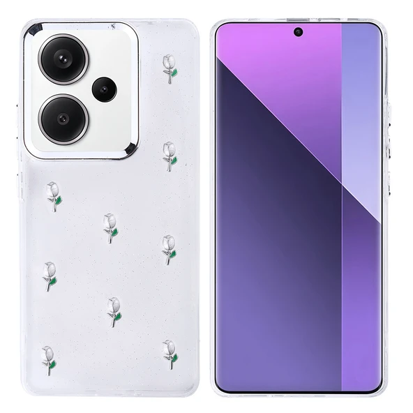 Xiaomi Redmi Note 13 Pro Plus 5G Kılıf Airbag Tasarımlı Simli Şeffaf Zore Kutup Kapak - 3