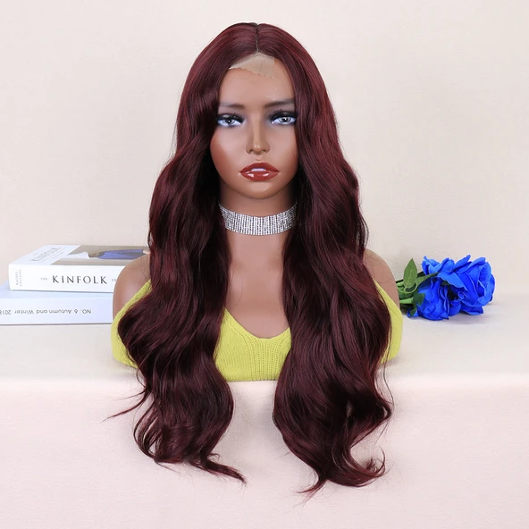 Koyu Kızıl Kahve Tül Peruk ürün görseli