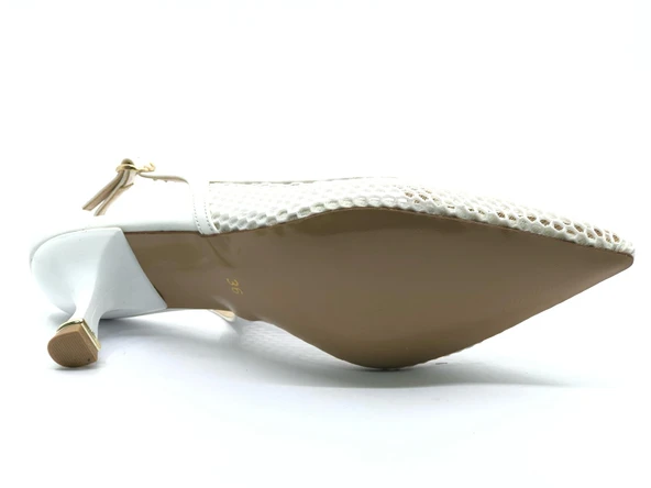 Feles Dantel Detaylı Arkası Açık Stiletto Kadın Topuklu Ayakkabı - Resim 7