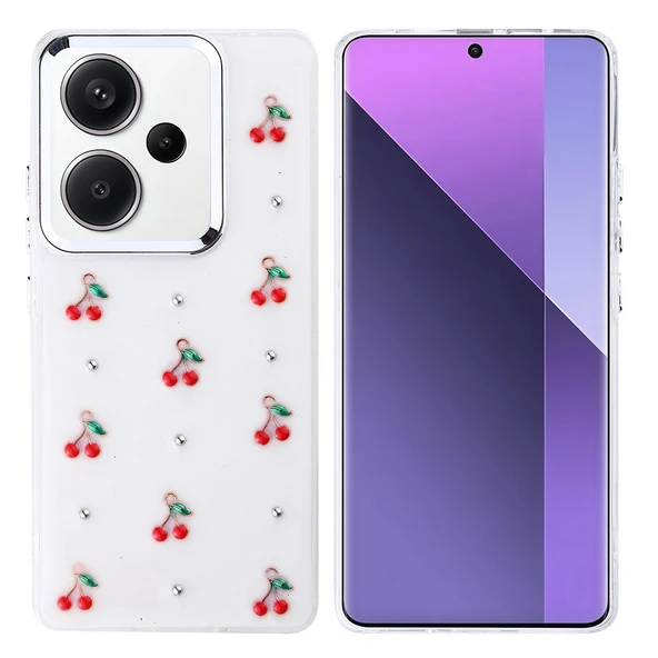 Xiaomi Redmi Note 13 Pro Plus 5G Kılıf Airbag Tasarımlı Simli Şeffaf Zore Kutup Kapak