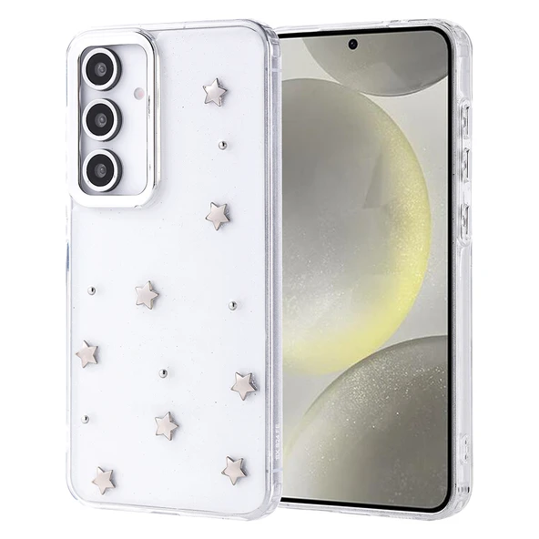 Galaxy S24 FE Kılıf Airbag Tasarımlı Simli Şeffaf Zore Kutup Kapak - 2
