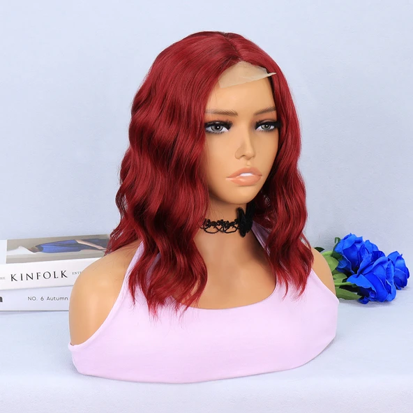 Kızıl Fiber Sentetik Tül Peruk - Resim 2
