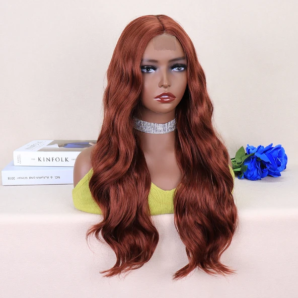 Koyu Bakır Tül Peruk - Resim 2