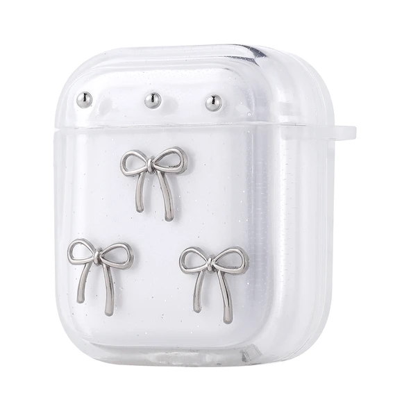 Apple Airpods Zore Airbag 44 Airbag Tasarımlı Simli Şeffaf Kutup Kılıf