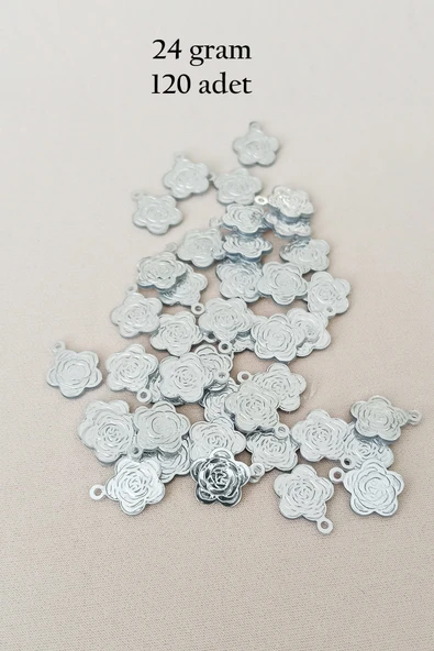 Oya Abiye Bileklik Kolye Pleksi Metalik Plastik Pul Gümüş Renk 24 gram 120 adet - BNC584 ürün görseli