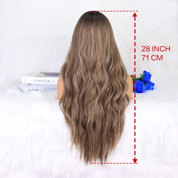 Kahverengi Kumral Ombreli Balköpüğü Işıltılı Tül Peruk - Resim 5