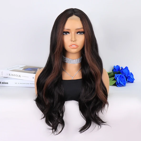 Koyu Kestane Perçemler Kahverengi Tül Peruk ürün görseli