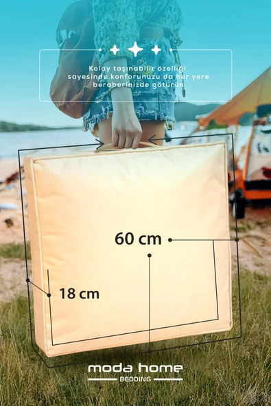 Moda Home Bedding Sıvı Geçirmez Minder | Dekoratif,Balkon, Bahçe, Plaj, Kamp, Havuz ve Palet Minderi(Kare B) - 5
