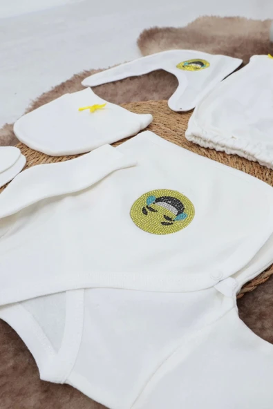 Sema Baby 5 Parça Gülen Surat Hastane Çıkışı Zıbın Seti 0-3 Ay - 2