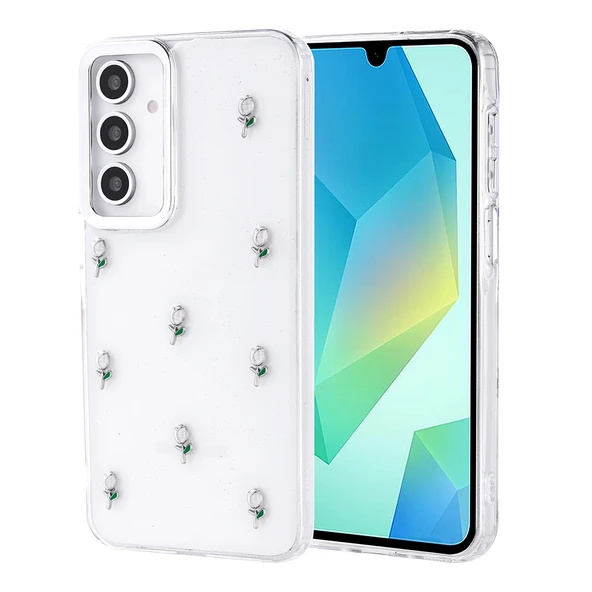 Galaxy A16 Kılıf Airbag Tasarımlı Simli Şeffaf Zore Kutup Kapak