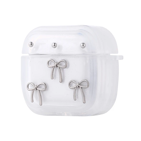 Apple Airpods 4 Zore Airbag 44 Airbag Tasarımlı Simli Şeffaf Kutup Kılıf