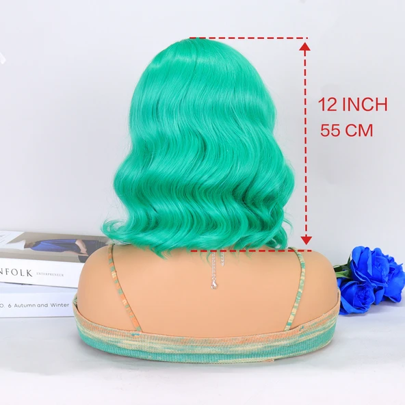 Açık Yeşil Yan Tül Peruk - Resim 5