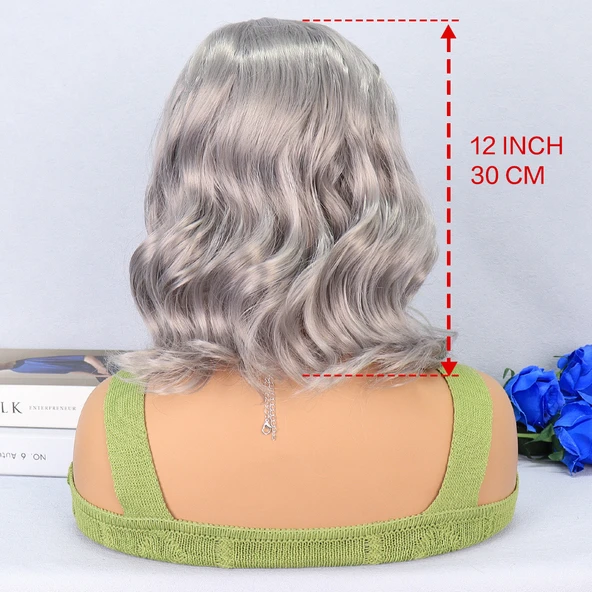 Silver Gri Yan Tül Peruk - Resim 5